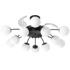 Modern 12-Light Black Globe Chandelier Fan with Remote - BeyPan