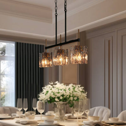 Modern Tucana 3-Light Kitchen Island Pendant Light Black Echonalyri Dining Chandeliers Glass Metal Hanging lamp