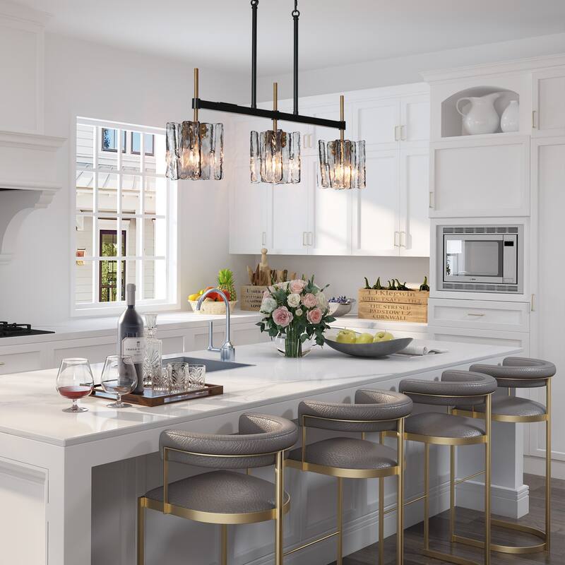 Modern Tucana 3-Light Kitchen Island Pendant Light Black Echonalyri Dining Chandeliers Glass Metal Hanging lamp