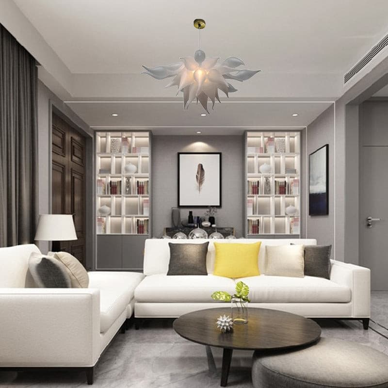 Modern Art Blown Glass Chandelier Frosted White - BeyPan