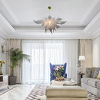 Modern Art Blown Glass Chandelier Frosted White - BeyPan