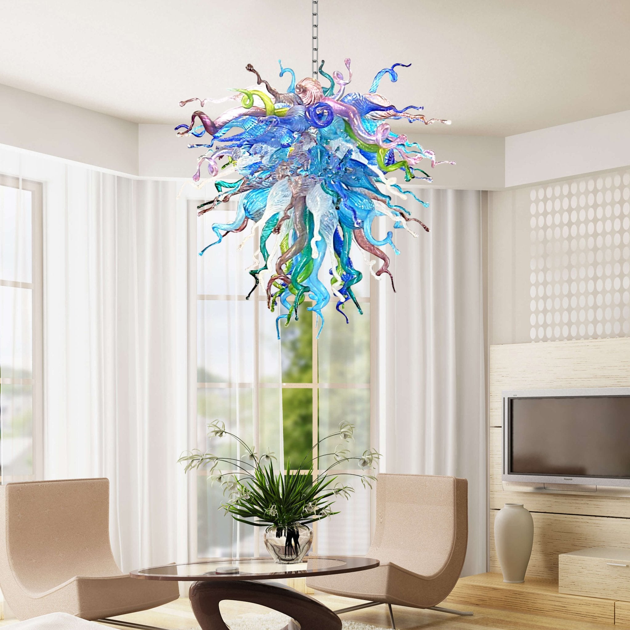 Modern Artistic Blown Glass Chandelier Aurora Burst - BeyPan
