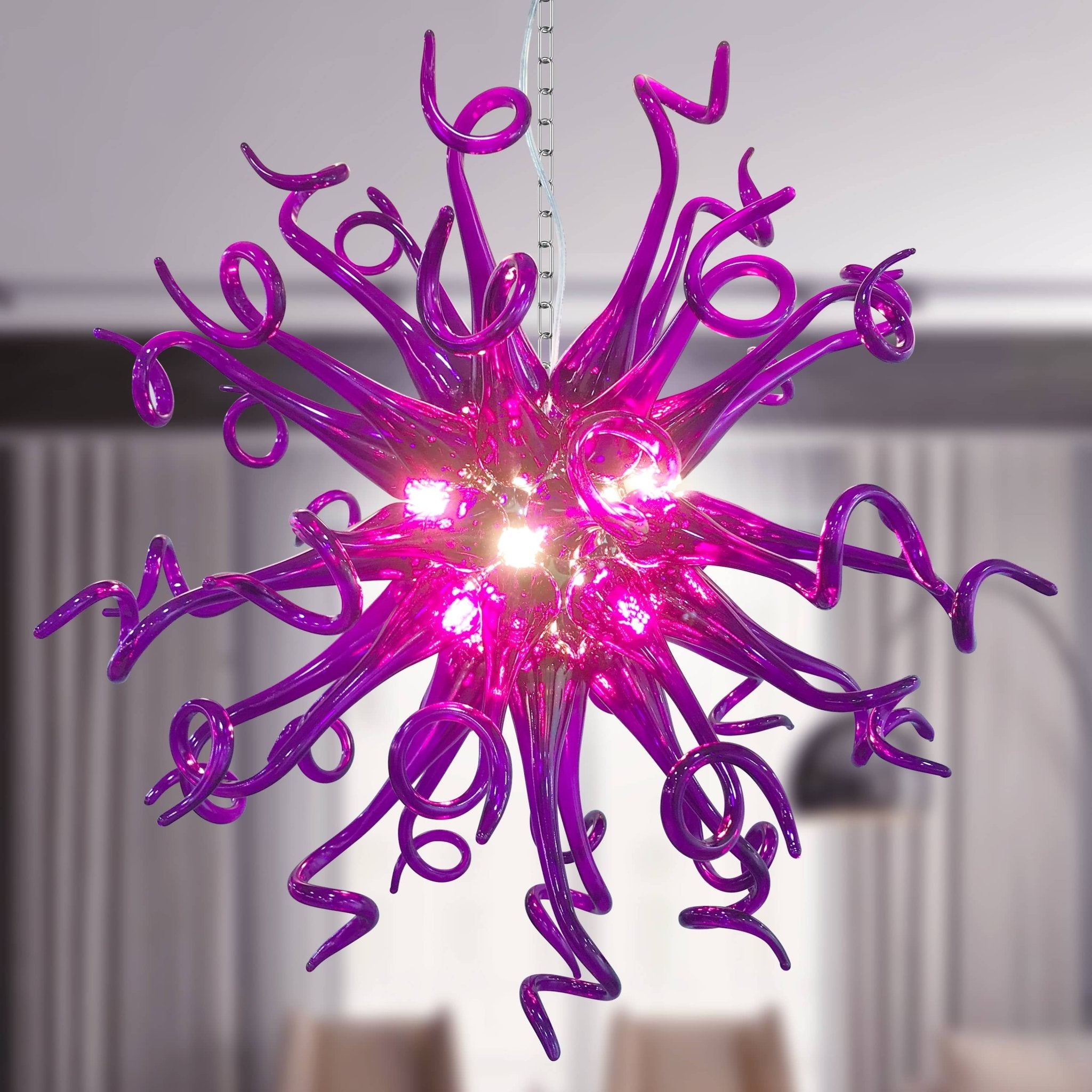 Modern Artistic Hand Blown Glass Chandelier - Enchanting and Sacred Purple - BeyPan