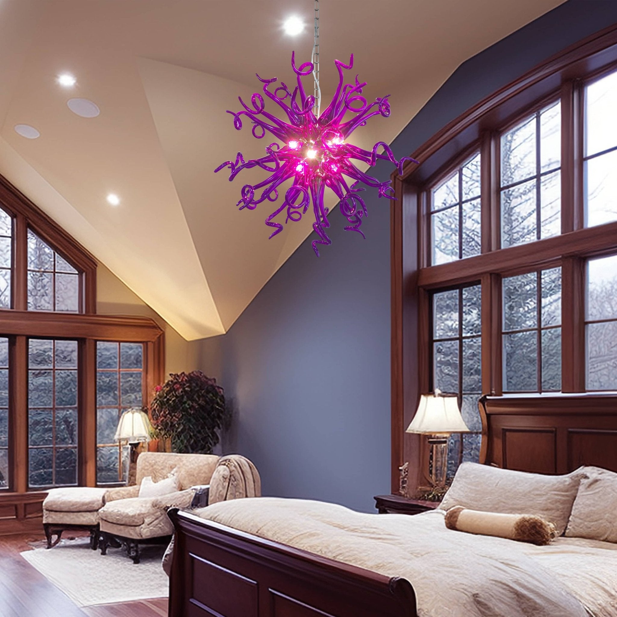 Modern Artistic Hand Blown Glass Chandelier - Enchanting and Sacred Purple - BeyPan