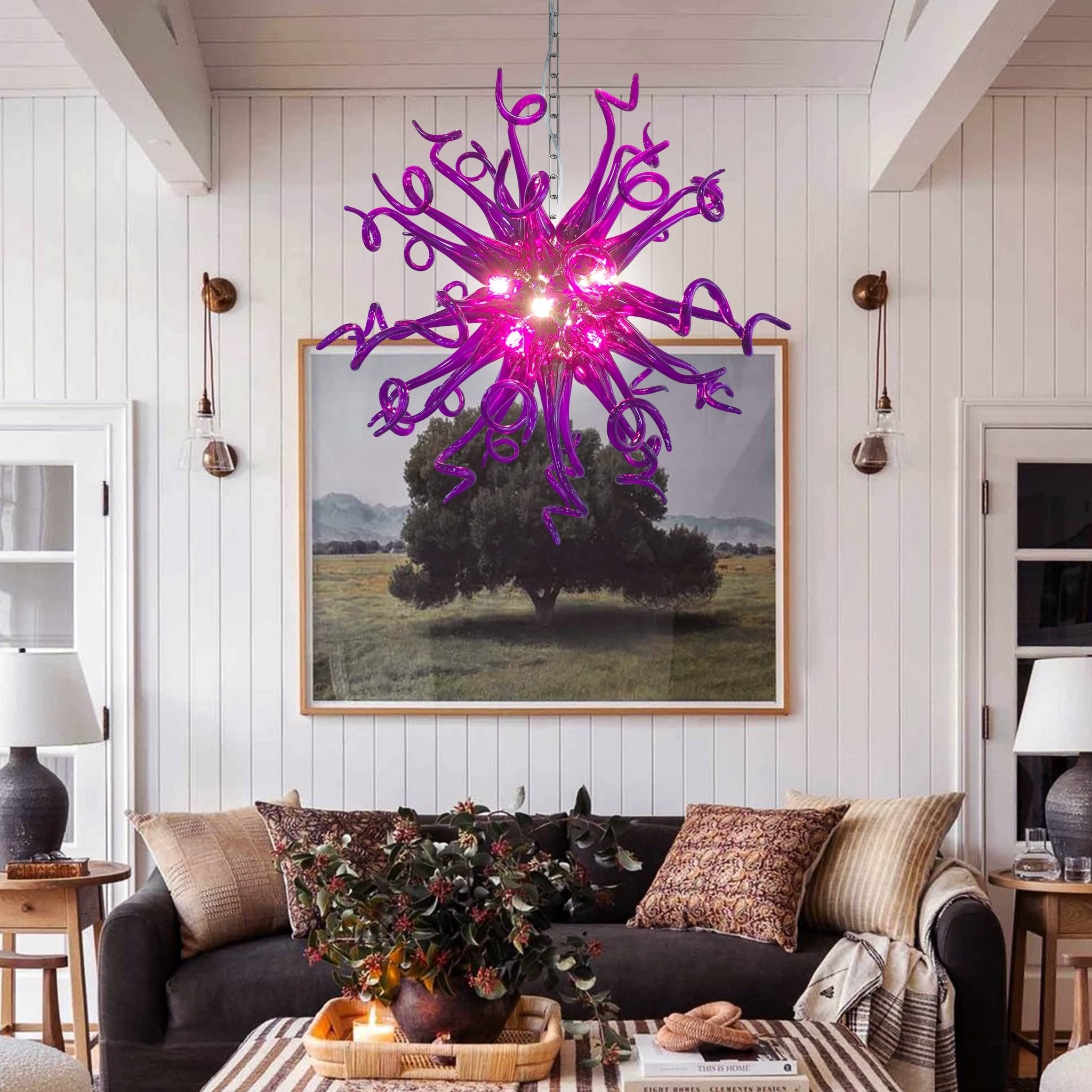Modern Artistic Hand Blown Glass Chandelier - Enchanting and Sacred Purple Zweitbild