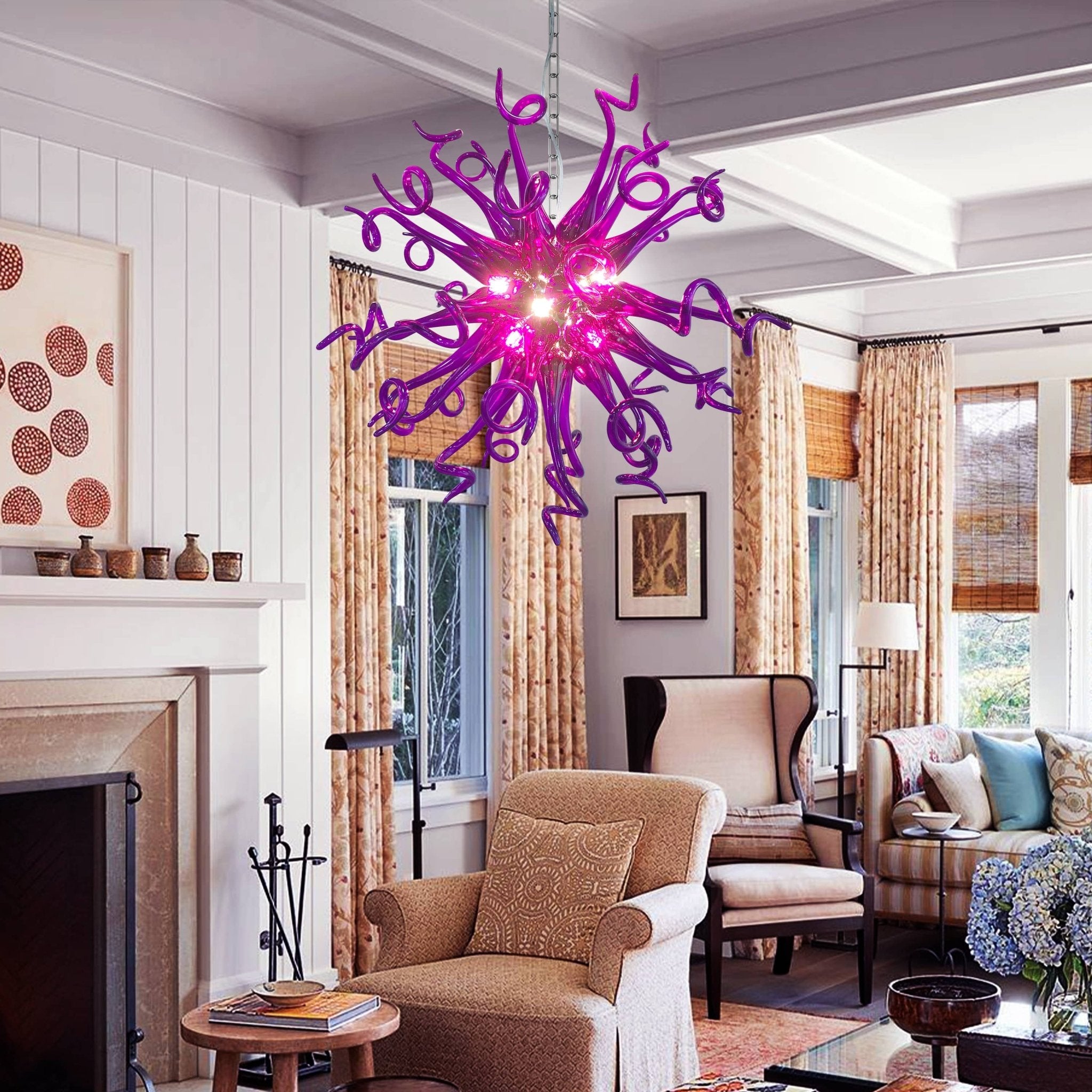 Modern Artistic Hand Blown Glass Chandelier - Enchanting and Sacred Purple - BeyPan
