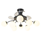 Modern Black Chandelier Fan with 8 Globe Lights & Remote - BeyPan