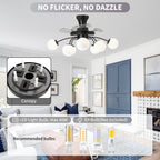 Modern Black Chandelier Fan with 8 Globe Lights & Remote - BeyPan