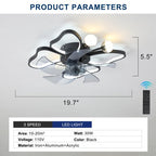 Modern Black Flush Mount Ceiling Fan with Light & Remote - BeyPan