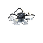 Modern Black Flush Mount Ceiling Fan with Light & Remote - BeyPan