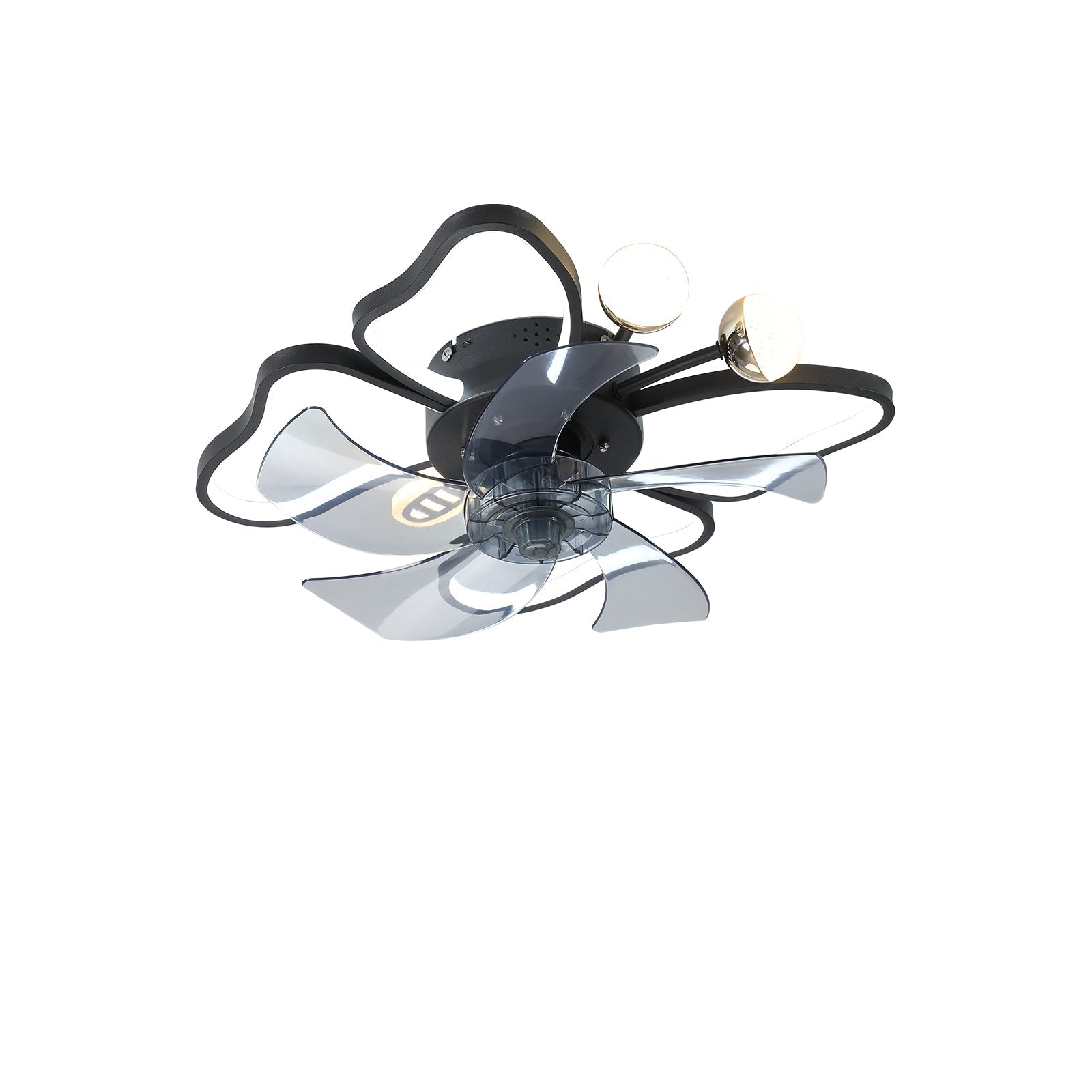 Modern Black Flush Mount Ceiling Fan with Light & Remote - BeyPan