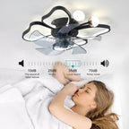 Modern Black Flush Mount Ceiling Fan with Light & Remote - BeyPan