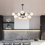 Modern Black Frosted Glass Pendant Bubble Globe Chandelier - BeyPan