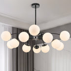 Modern Black Frosted Glass Pendant Bubble Globe Chandelier - BeyPan