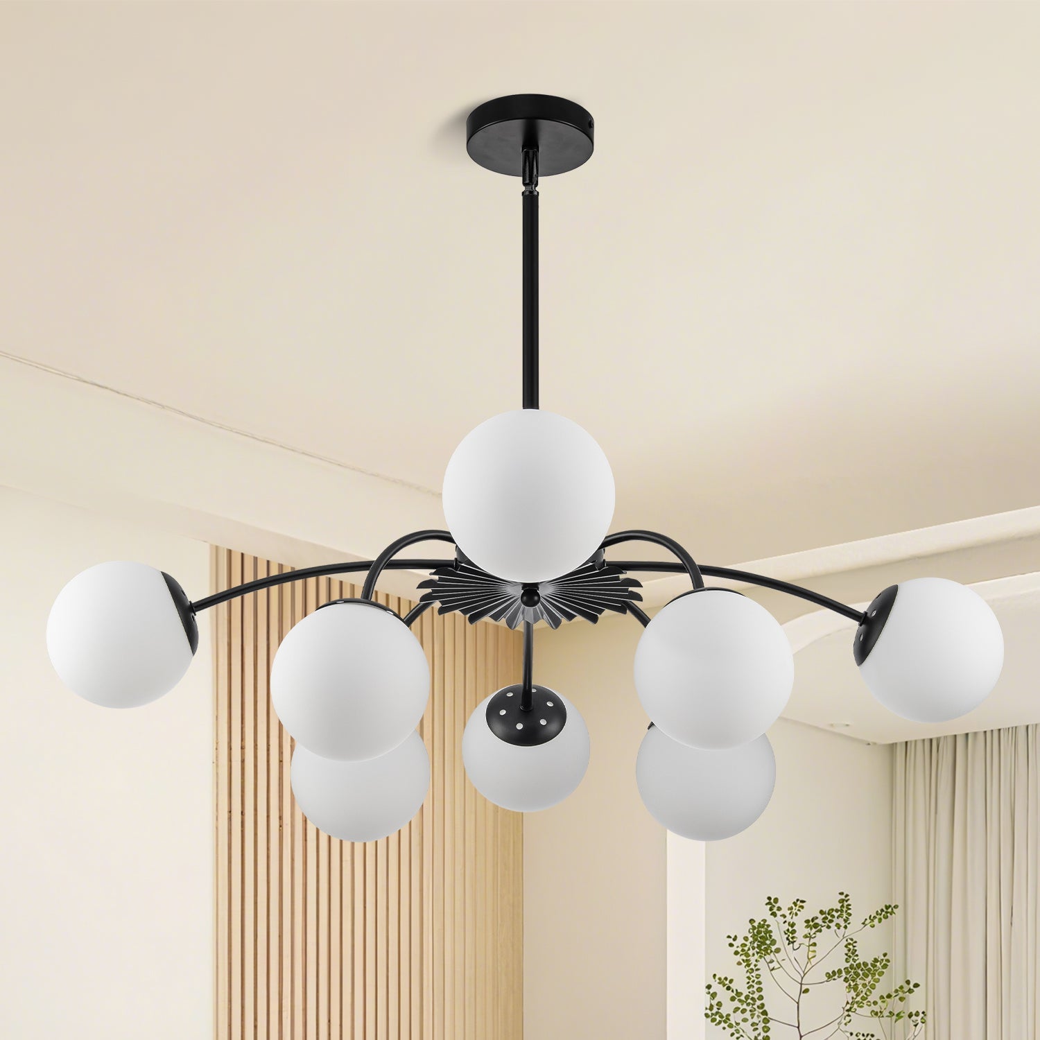 Modern Black Frosted Glass Pendant Bubble Globe Chandelier - BeyPan