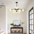 Modern Black Frosted Glass Pendant Bubble Globe Chandelier - BeyPan