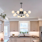 Modern Black Frosted Glass Pendant Bubble Globe Chandelier - BeyPan
