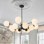 Modern Black Opal Glass Globe Sputnik Chandelier - BeyPan