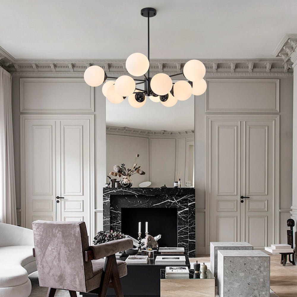Modern Black Opal Glass Globe Sputnik Chandelier - BeyPan