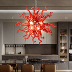 Modern Blown Glass Art Chandelier - Fiery Red Lighting - BeyPan