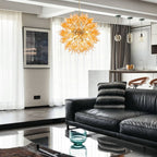 Modern Blown Glass Chandelier Golden Amber Flame Burst | Artistic Statement Lighting - BeyPan