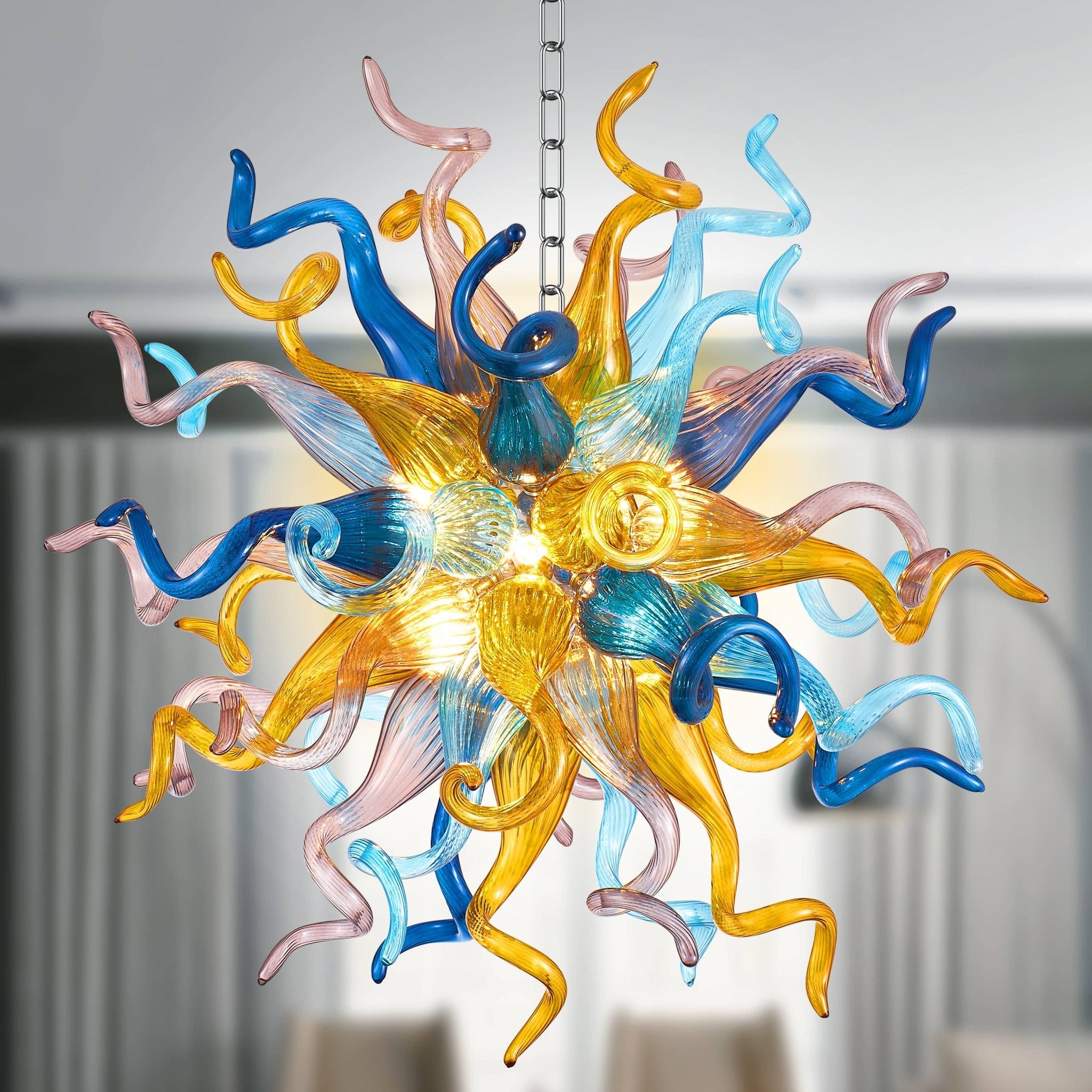 Modern Blown Glass Sputnik Chandelier – Vibrant Multicolor Art Lighting - BeyPan Hauptbild