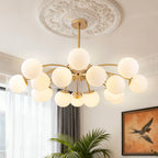 Modern Bubble Globe Chandelier – Gold Frame Frosted Glass Pendant - BeyPan