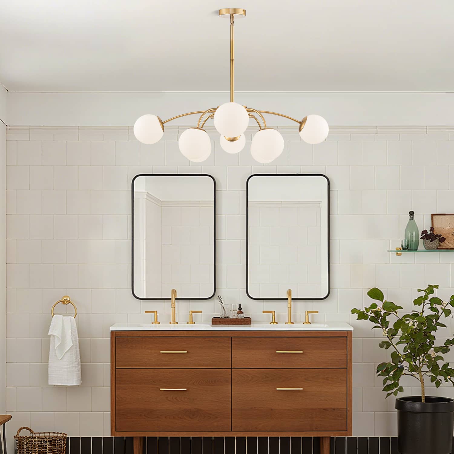 Modern Bubble Globe Chandelier – Gold Frame Frosted Glass Pendant Zweitbild