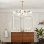 Modern Bubble Globe Chandelier – Gold Frame Frosted Glass Pendant - BeyPan