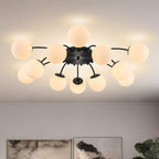 Modern Bubble Globe Semi-Flush Mount Ceiling Light Black Finish - BeyPan