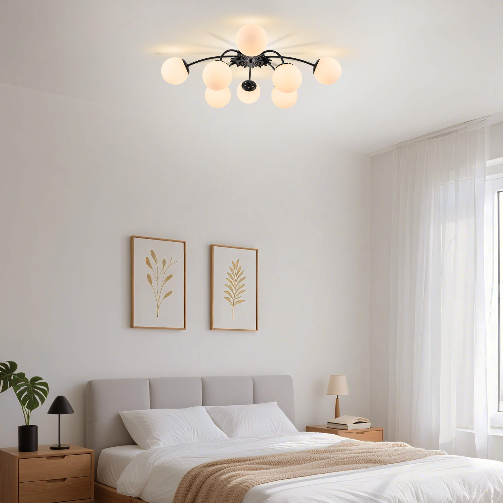 Modern Bubble Globe Semi-Flush Mount Ceiling Light Black Finish Zweitbild