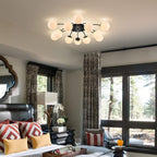 Modern Bubble Globe Semi-Flush Mount Ceiling Light Black Finish - BeyPan