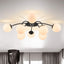 Modern Bubble Globe Semi-Flush Mount Ceiling Light Black Finish - BeyPan