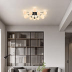 Modern Bubble Globe Semi-Flush Mount Ceiling Light Black Finish - BeyPan