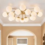 Modern Bubble Globe Semi-Flush Mount Ceiling Light Brass Finish - BeyPan