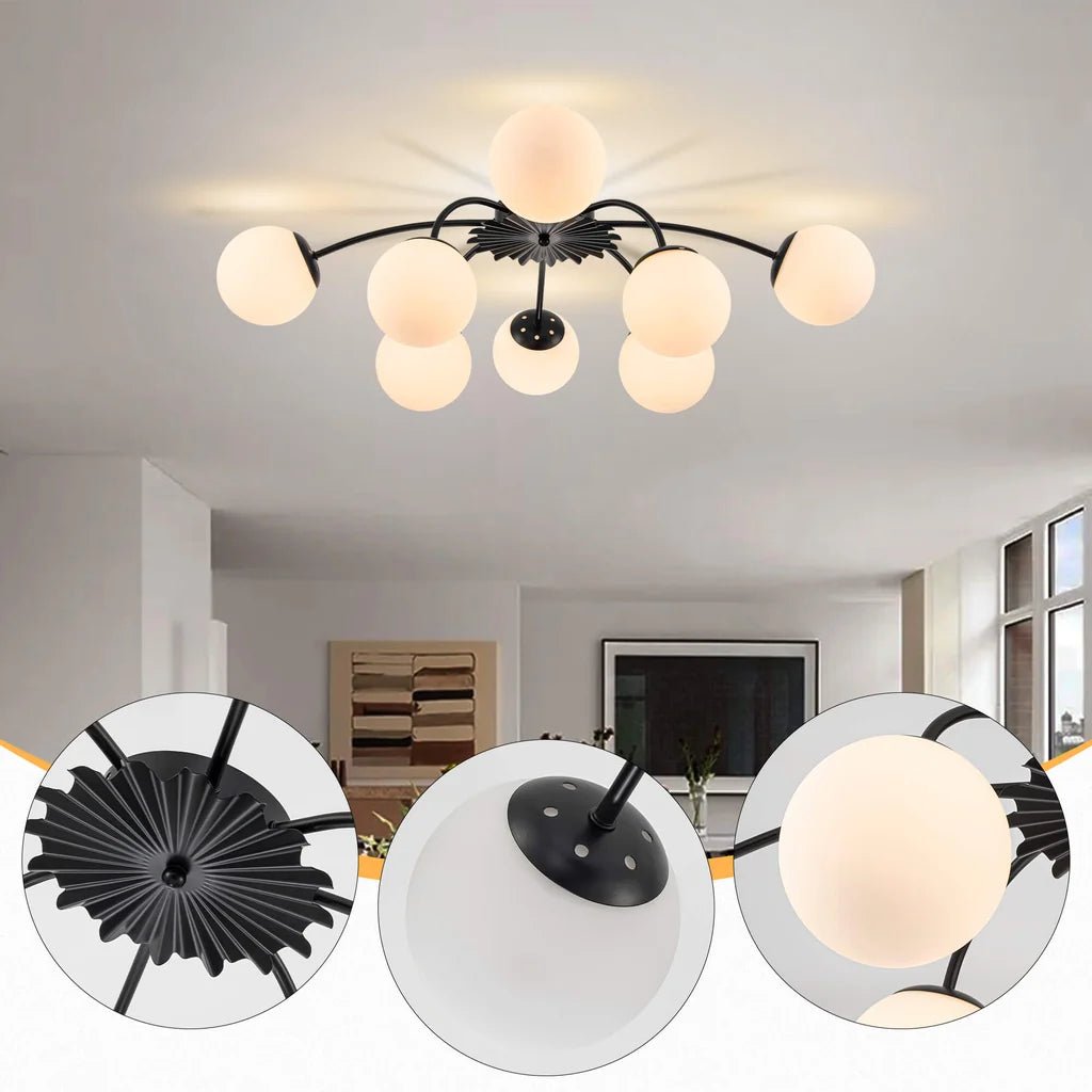 Modern Bubble Globe Semi-Flush Mount Ceiling Light Brass Finish - BeyPan
