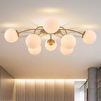 Modern Bubble Globe Semi-Flush Mount Ceiling Light Brass Finish - BeyPan