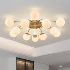 Modern Bubble Globe Semi-Flush Mount Ceiling Light Brass Finish - BeyPan