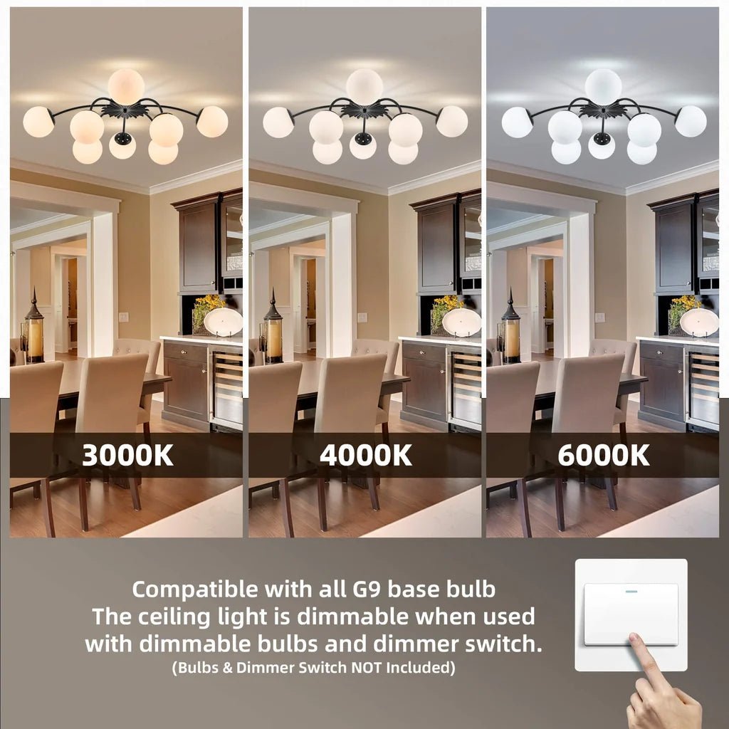 Modern Bubble Globe Semi-Flush Mount Ceiling Light Brass Finish - BeyPan