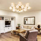 Modern Bubble Globe Semi-Flush Mount Ceiling Light Brass Finish - BeyPan