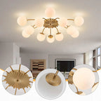 Modern Bubble Globe Semi-Flush Mount Ceiling Light Brass Finish - BeyPan