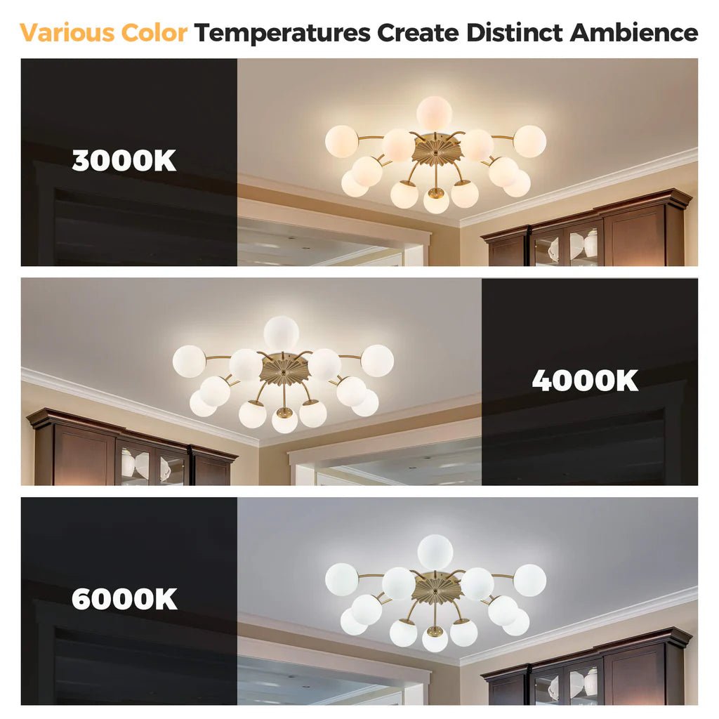 Modern Bubble Globe Semi-Flush Mount Ceiling Light Brass Finish - BeyPan