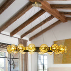 Modern Chandelier Irregular Amber Glass Bubbles Ring Loop - BeyPan