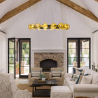 Modern Chandelier Irregular Amber Glass Bubbles Ring Loop - BeyPan