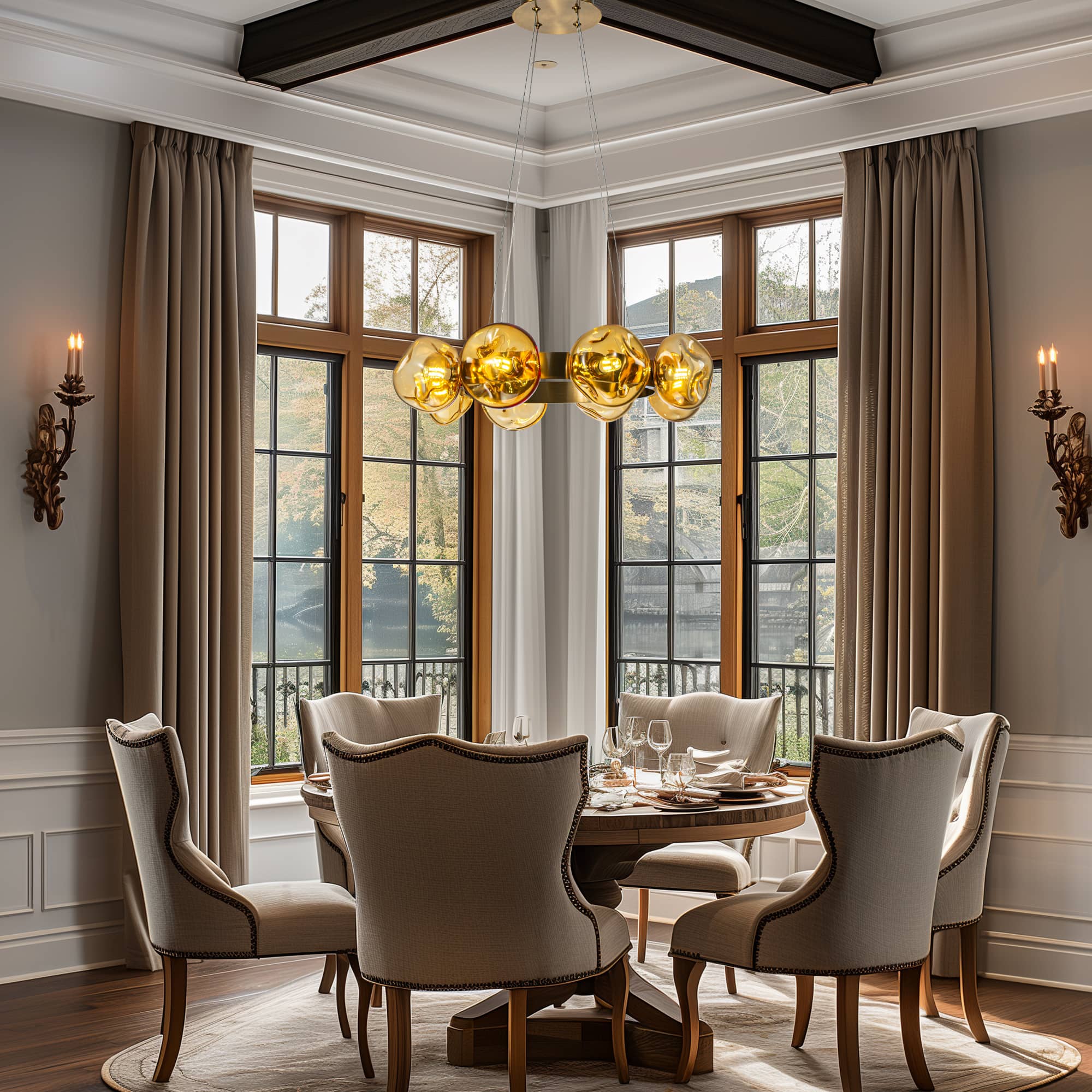 Modern Chandelier Irregular Amber Glass Bubbles Ring Loop - BeyPan