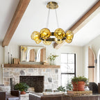 Modern Chandelier Irregular Amber Glass Bubbles Ring Loop - BeyPan