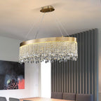 Modern Chandelier Matte Gold Rectangle Frame Crystal Pendants - BeyPan