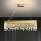 Modern Chandelier Matte Gold Rectangle Frame Crystal Pendants - BeyPan