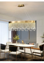 Modern Chandelier Matte Gold Rectangle Frame Crystal Pendants - BeyPan