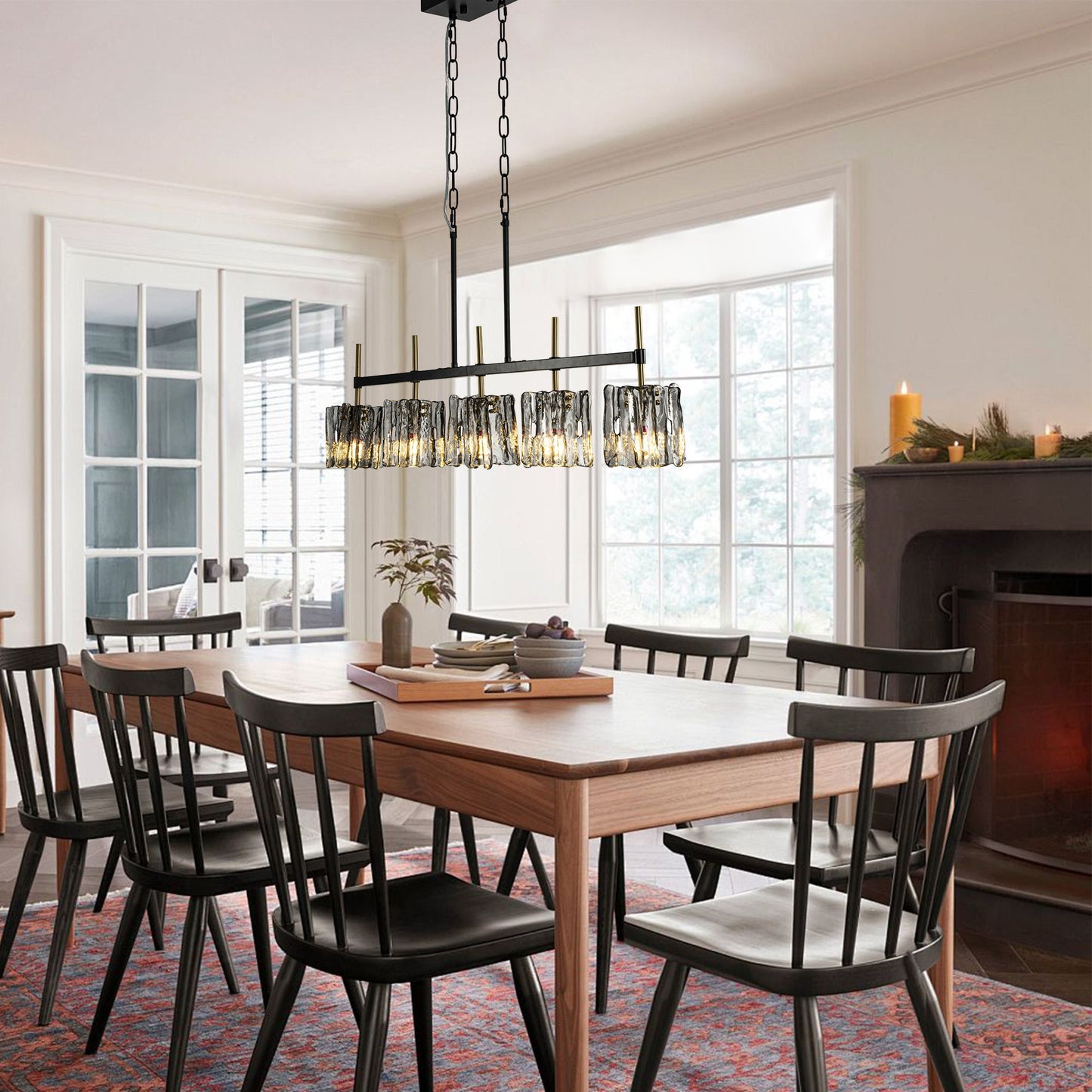 5-Light Textured Glass Linear Pendant Light